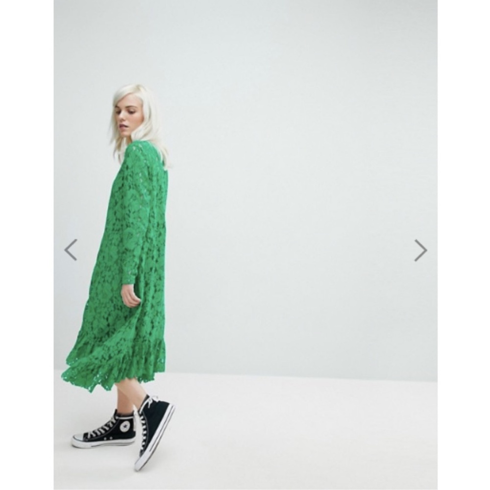 ASOS Green Lace Midi - Picture 2 of 5